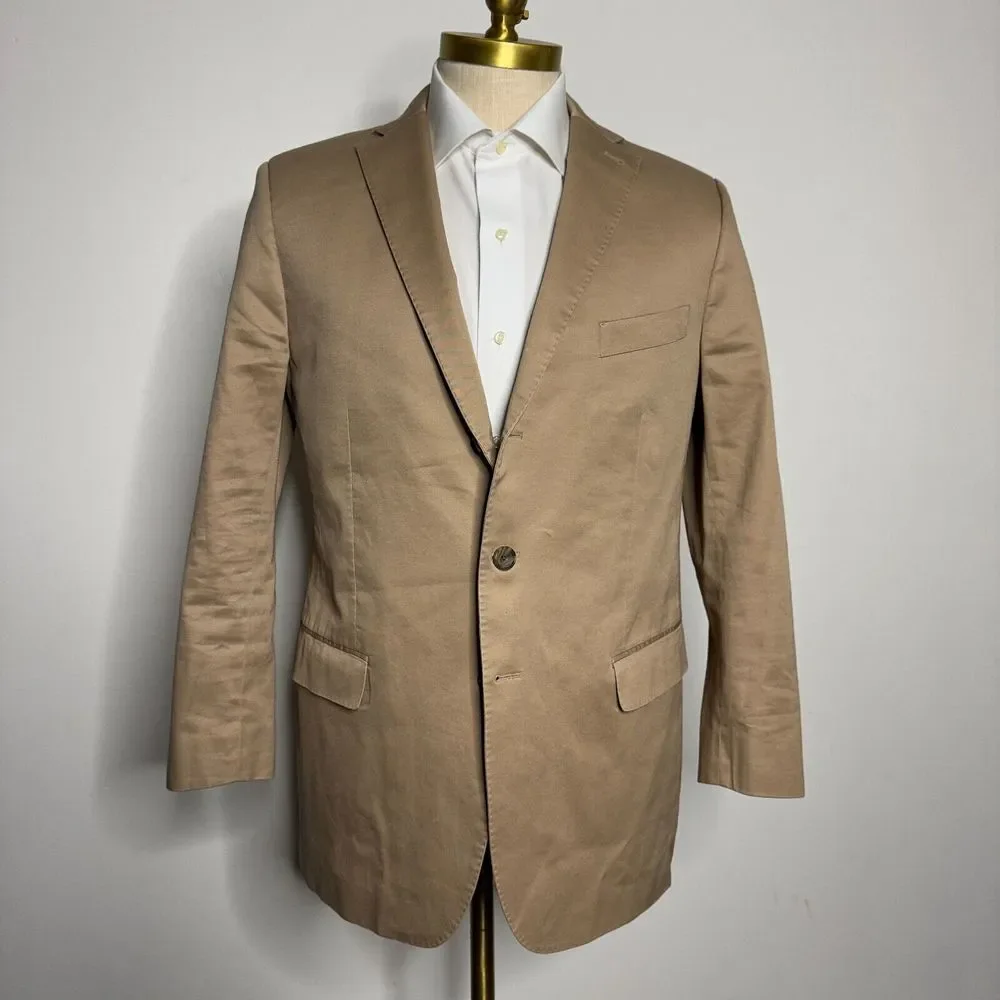 Indochino 40R Blazer Sport Coat Mens Solid Brown Cotton